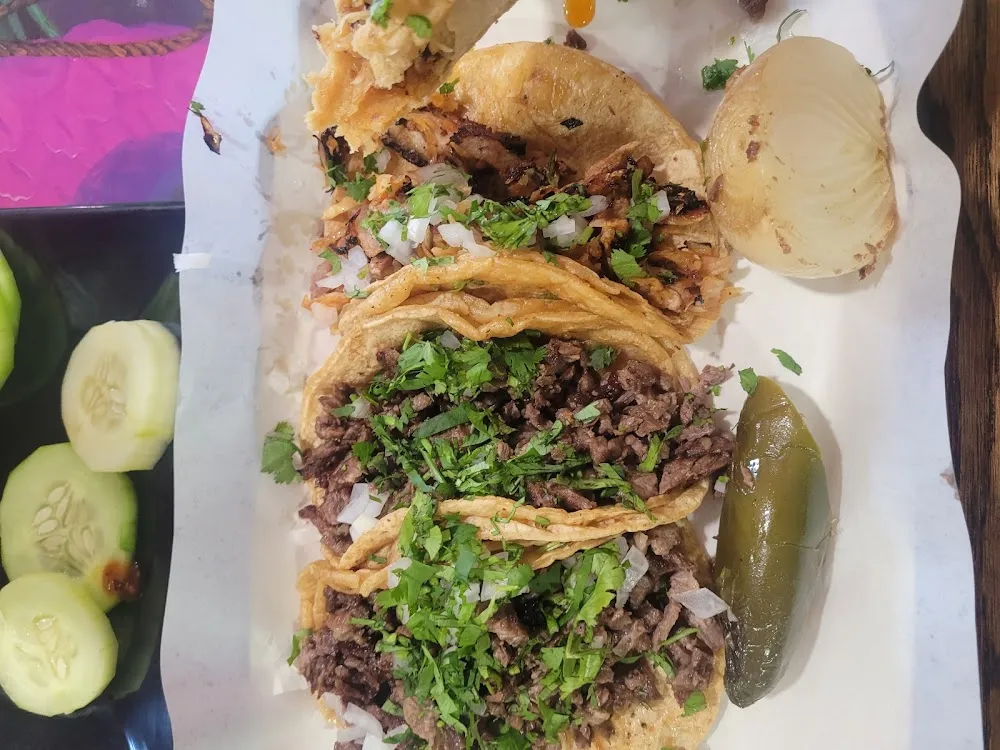 Beef Tacos with Salsa and Onions